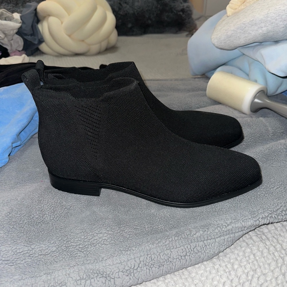 Black Knit Ankle Boots